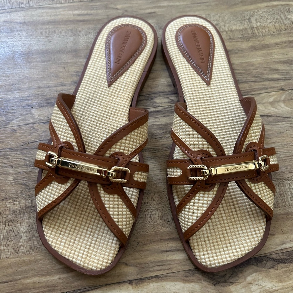 Zimmermann Brown and Cream Sandals